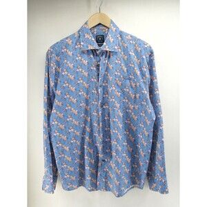 Johnnie-O Shirt Mens L Blue Floral Geometric Top Shelf Button‎ Up Soft Flannel